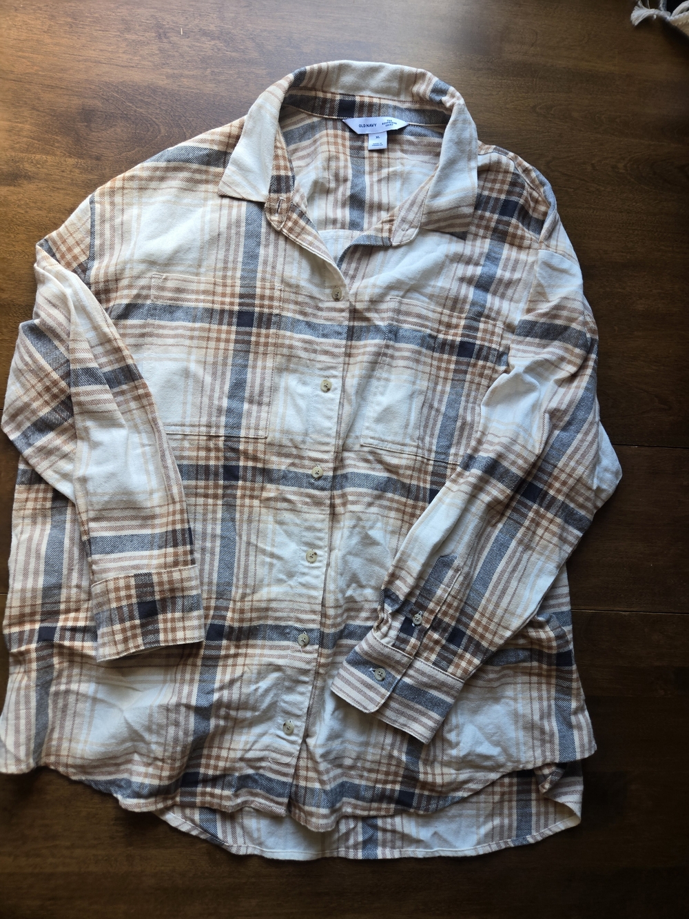 Old Navy Boyfriend Shirt Plaid Button Front Flannel Women's XL